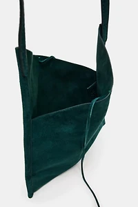 FLAT LEATHER MINI BAG WITH TIE CLOSURE