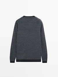 Linen sweater with striped detail