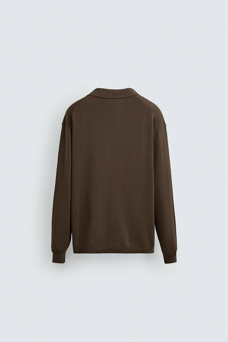 COTTON-HEMP KNIT POLO SHIRT
