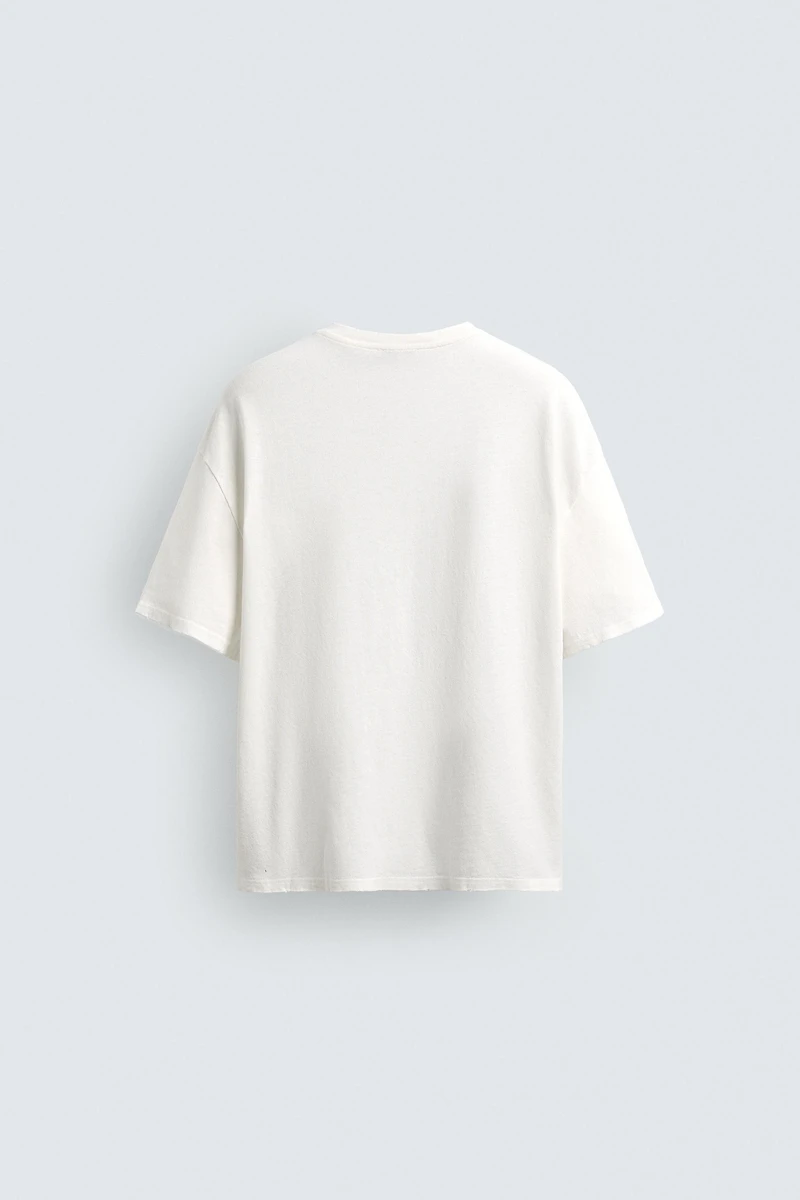 T-SHIRT COL V COTON-CHANVRE