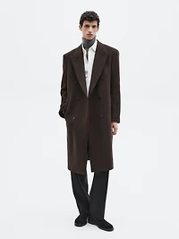 Long double-breasted wool blend coat - LIMITED