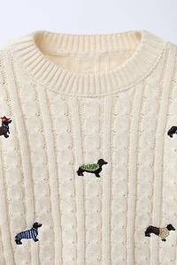 EMBROIDERED DOGS KNIT JUMPER
