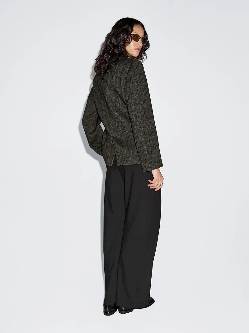 Herringbone wool blend blazer