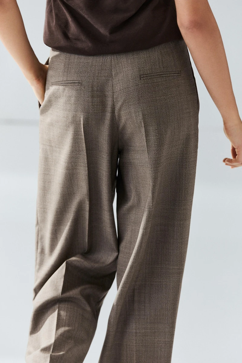 Check wool suit trousers