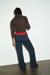 CHECK BELTED PANTS