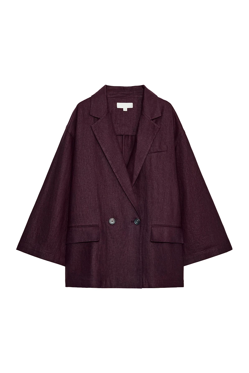 LINEN BLEND DOUBLE BREASTED BLAZER