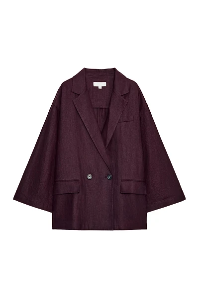 LINEN BLEND DOUBLE BREASTED BLAZER