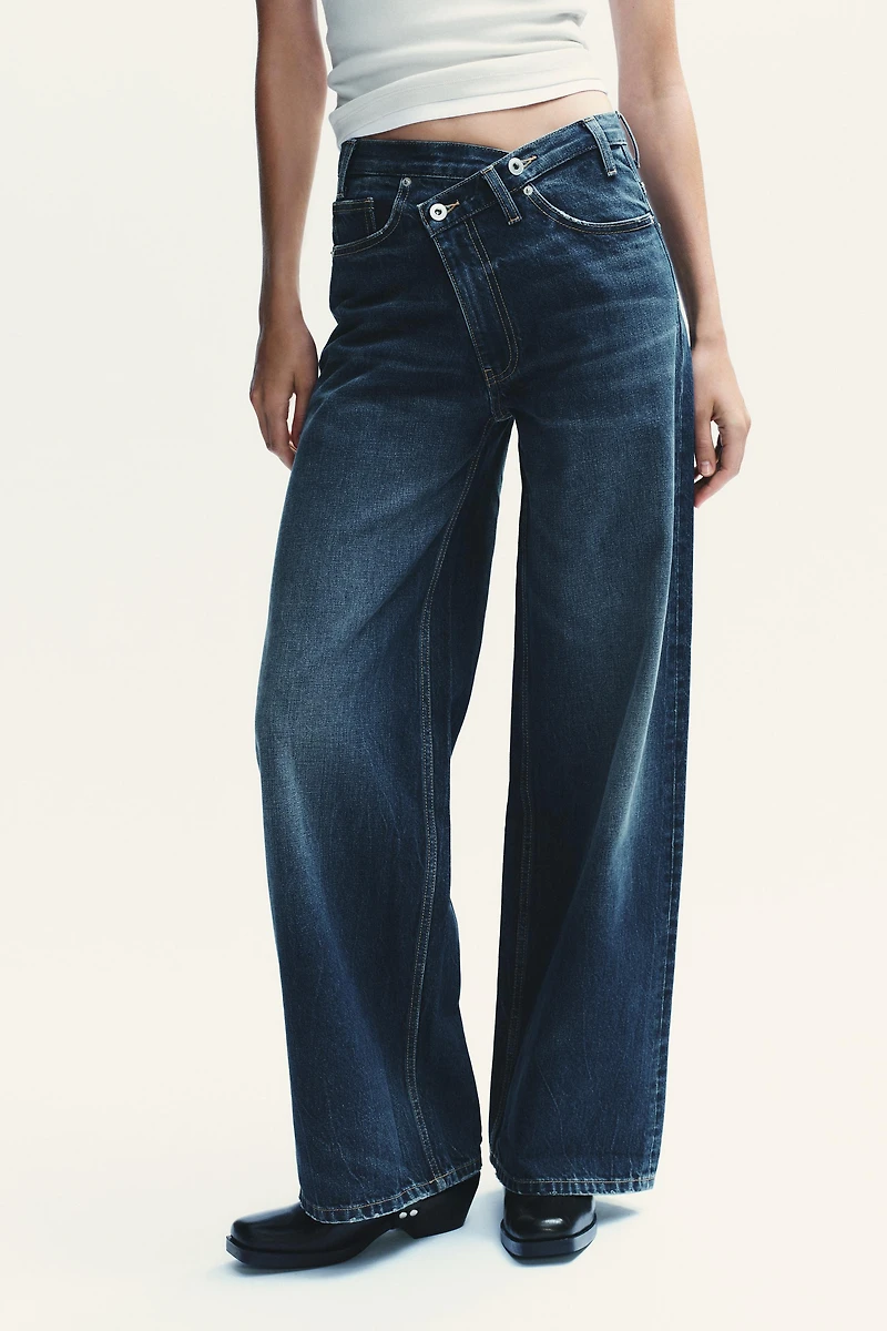 TRF HIGH WAIST CROSSOVER WIDE LEG JEANS