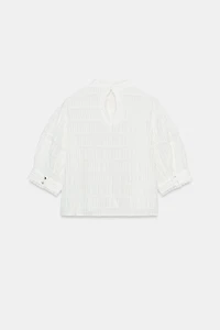 BALLOON SLEEVE LACE TRIM SHIRT