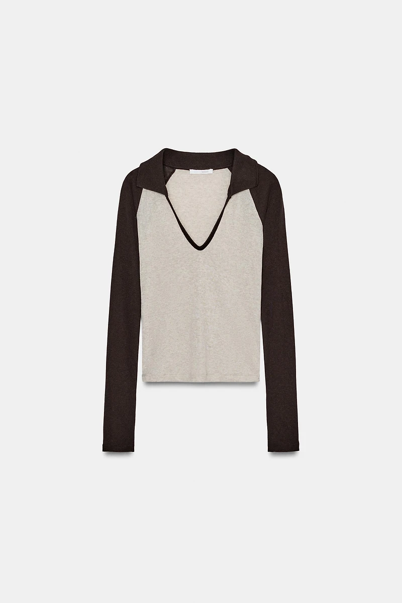 CONTRAST POLO COLLAR T-SHIRT