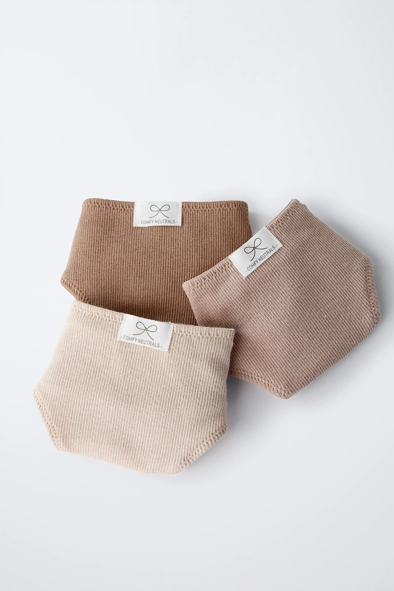 AGES 6-14/ THREE-PACK OF RIBBED BRIEFS WITH LABEL
