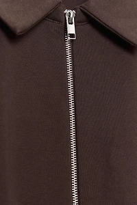 PLEATED FLEECE BOMBER JACKET