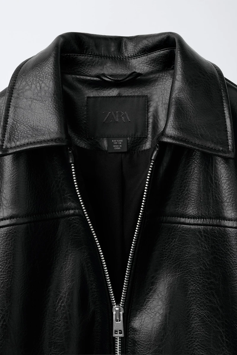 FAUX LEATHER BOMBER JACKET