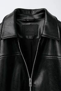 FAUX LEATHER BOMBER JACKET