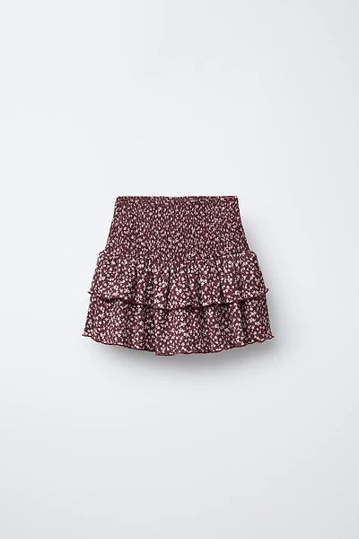 JUPE-SHORT EN GAZE DE COTTON À FLEURS