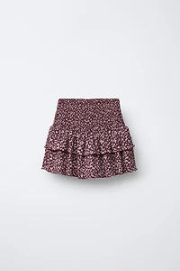JUPE-SHORT EN GAZE DE COTTON À FLEURS