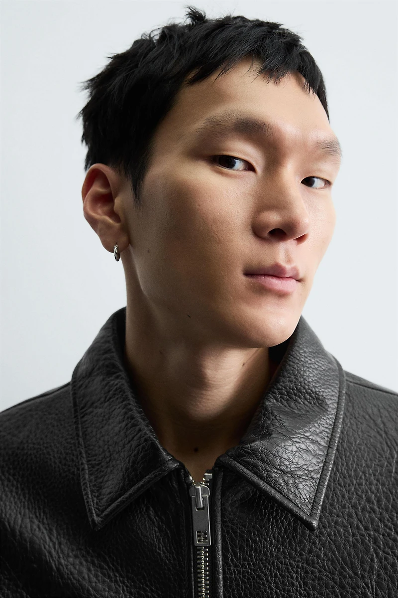 FAUX LEATHER PUFFER JACKET