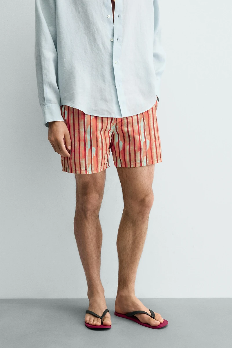 MAILLOT DE BAIN MI-LONG À RAYURES
