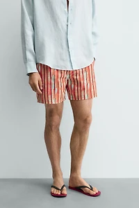 MAILLOT DE BAIN MI-LONG À RAYURES