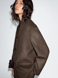 Wool blend coat with tuxedo collar