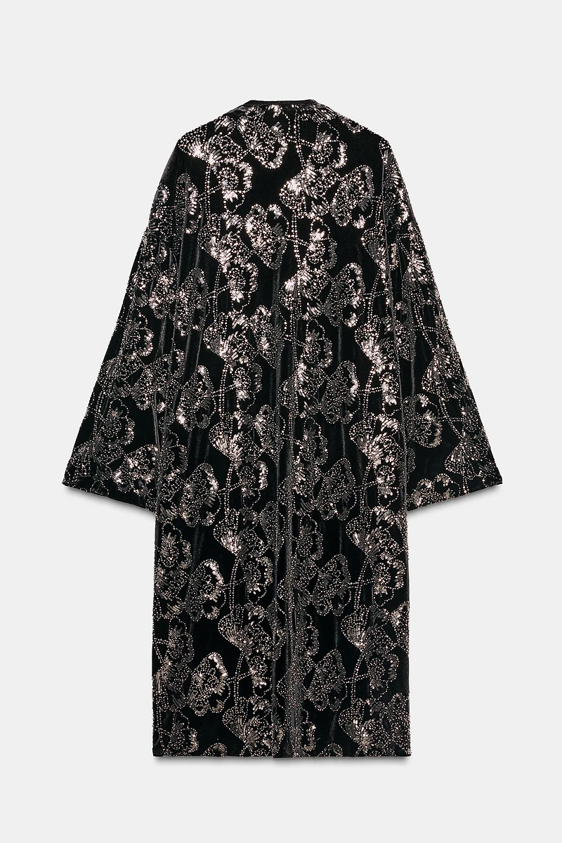 MANTEAU EN VELOURS PAILLETTES FANTAISIE