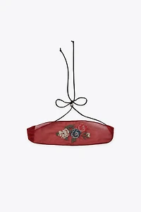 FOULARD RAS DU COU BRODERIES FLEURS