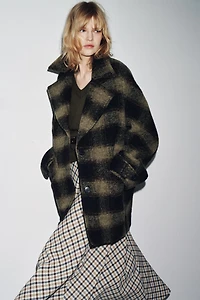 PLAID WOOL BLEND COAT ZW COLLECTION LIMITED EDITION
