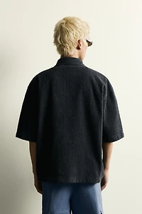 TEXTURED EMBROIDERED BOXY FIT OVERSHIRT