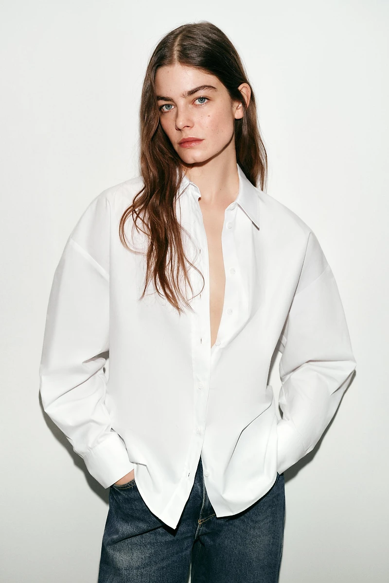 POPLIN SHIRT WITH BACK PLEATS