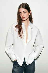 POPLIN SHIRT WITH BACK PLEATS