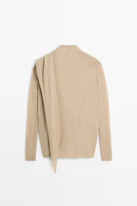 Draped wrap-effect knit cardigan
