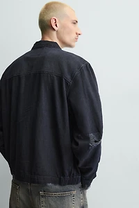 CROPPED FIT RIPPED EFFECT JACKET