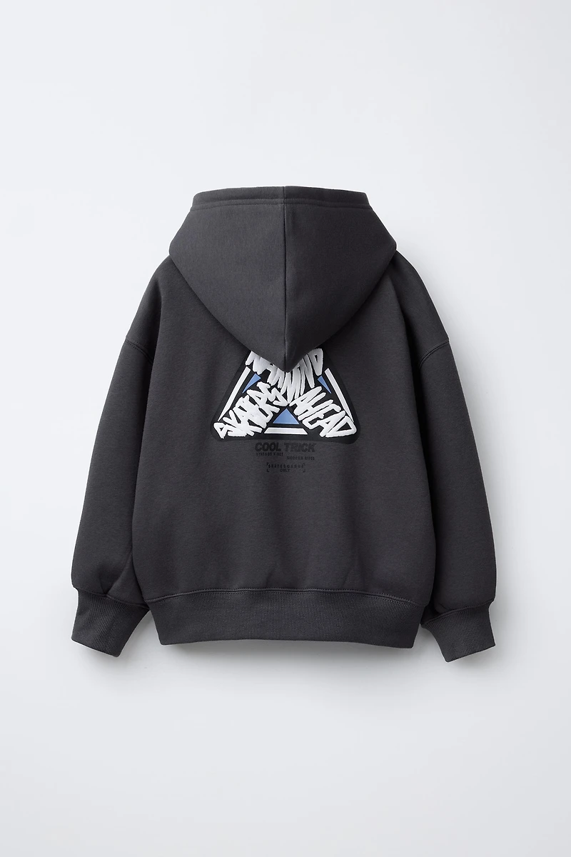 RAISED PRINT HOODIE SWEATSHIRT