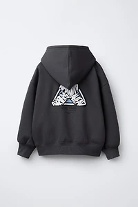 RAISED PRINT HOODIE SWEATSHIRT