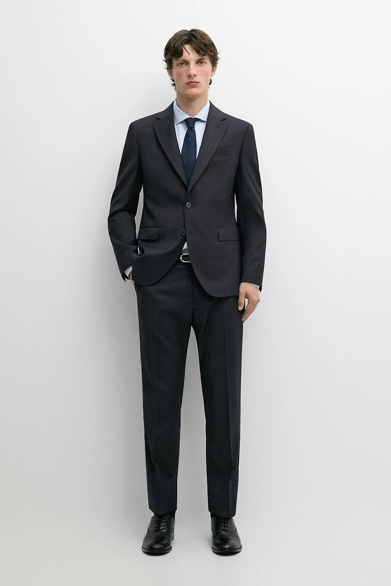 Striped 100% cool wool suit pants