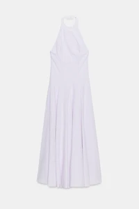 GINGHAM HALTER VOLUMINOUS DRESS