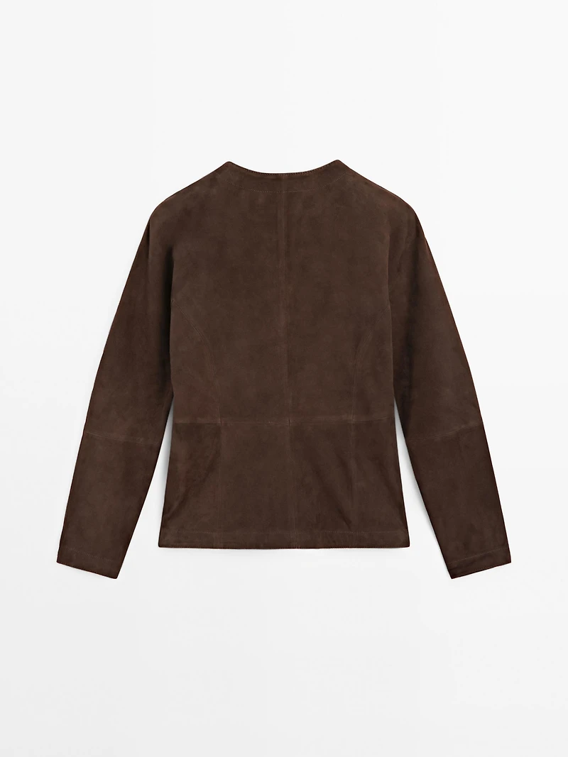 Short suede leather shirt