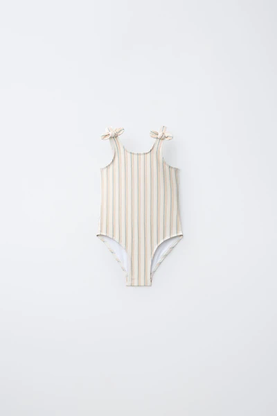 1-6 YEARS/ TEXTURED STRIPE SWIMSUIT