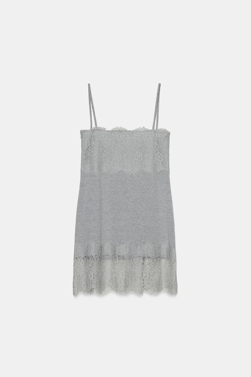 ROBE COURTE BIMATIÈRE DENTELLE