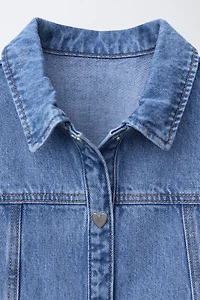 HEART BUTTON DENIM DRESS