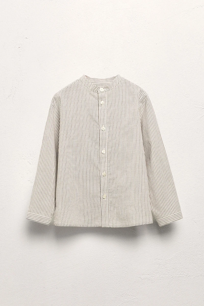 AGES 6-10 / STRIPED MANDARIN COLLAR SHIRT LIMITED EDITION