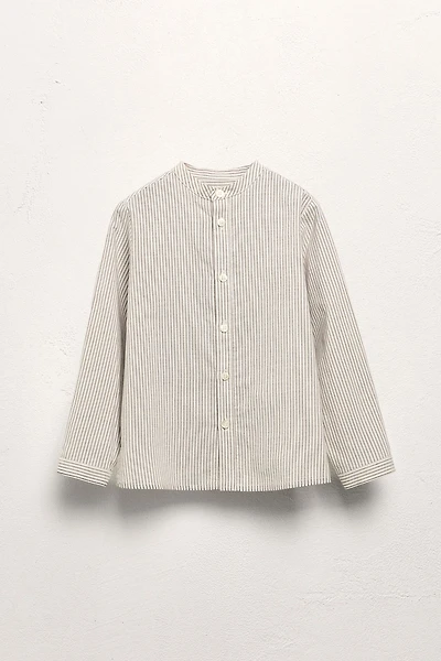 AGES 6-10 / STRIPED MANDARIN COLLAR SHIRT LIMITED EDITION