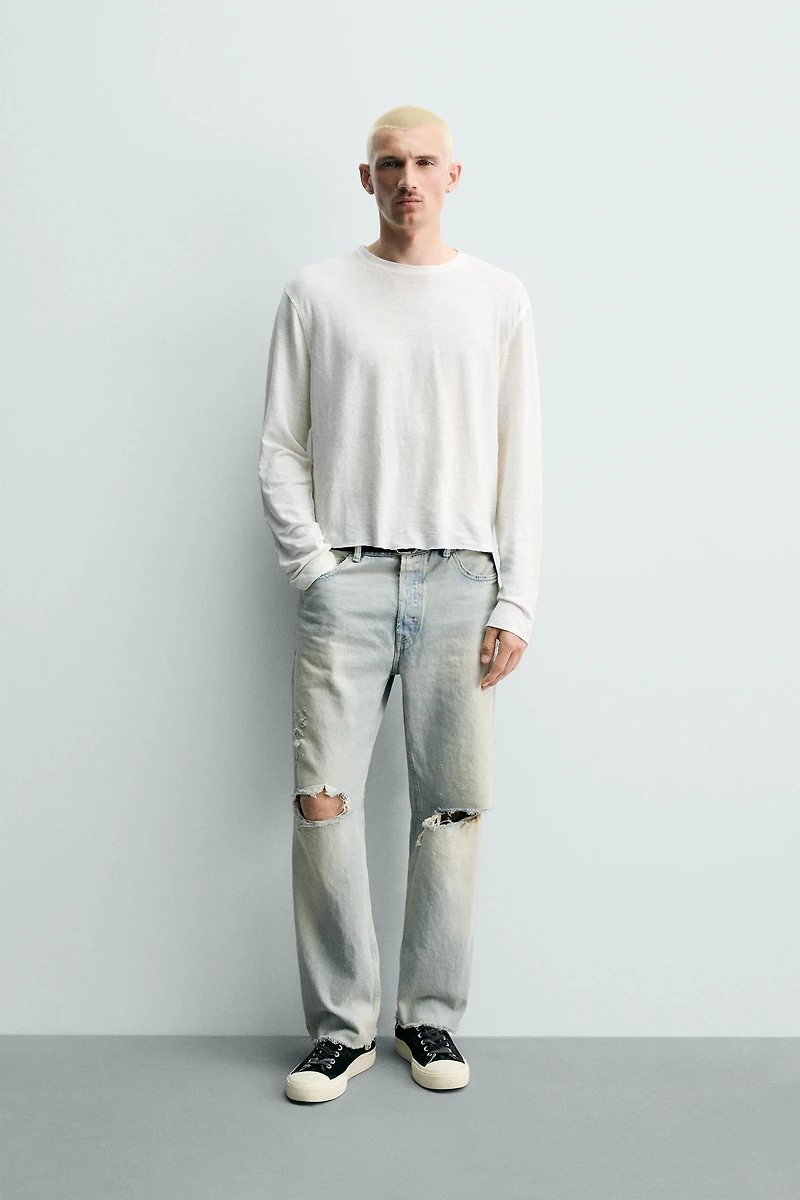 STRAIGHT CROPPED FIT JEANS