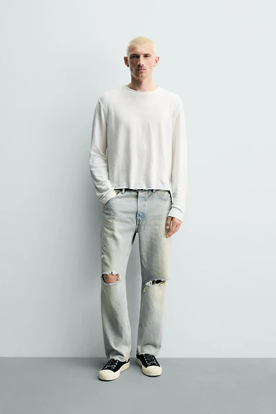STRAIGHT CROPPED FIT JEANS