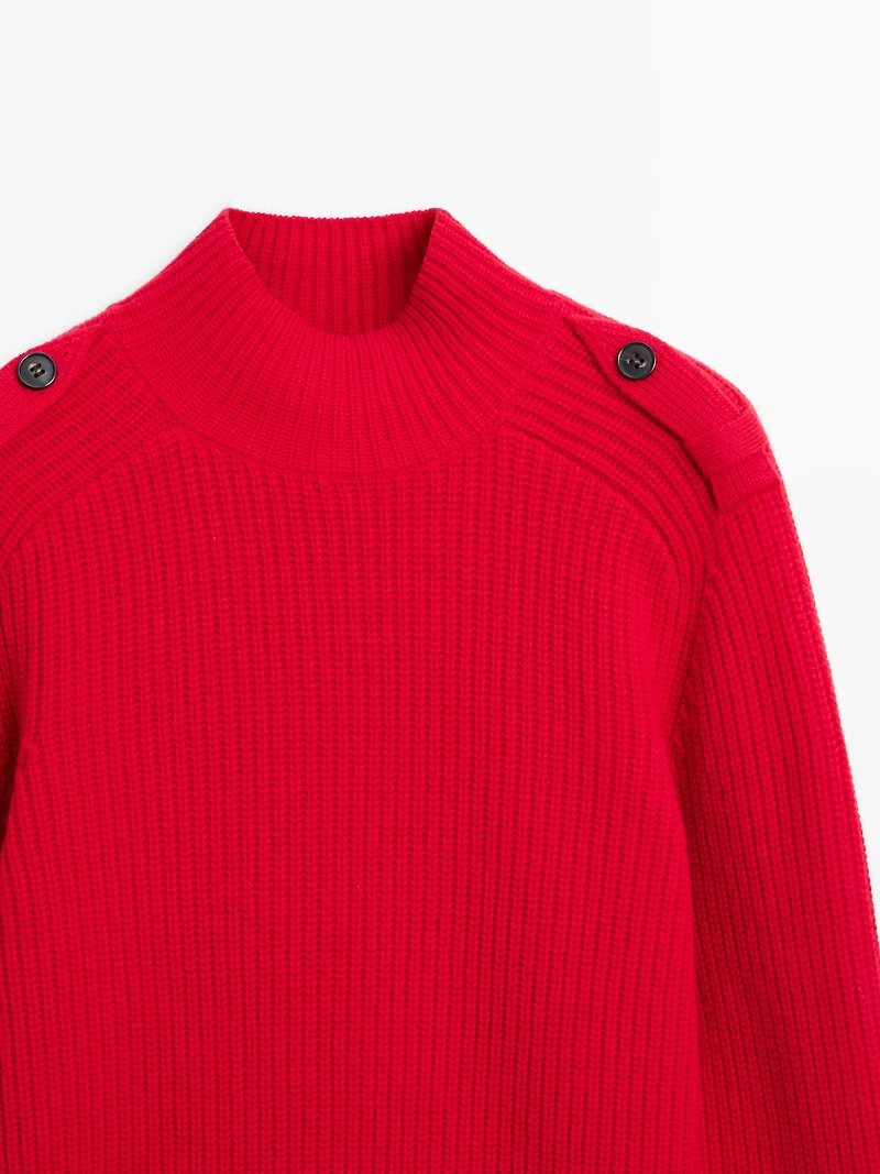 Pull épaule fantaisie en laine mélangée