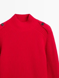 Pull épaule fantaisie en laine mélangée