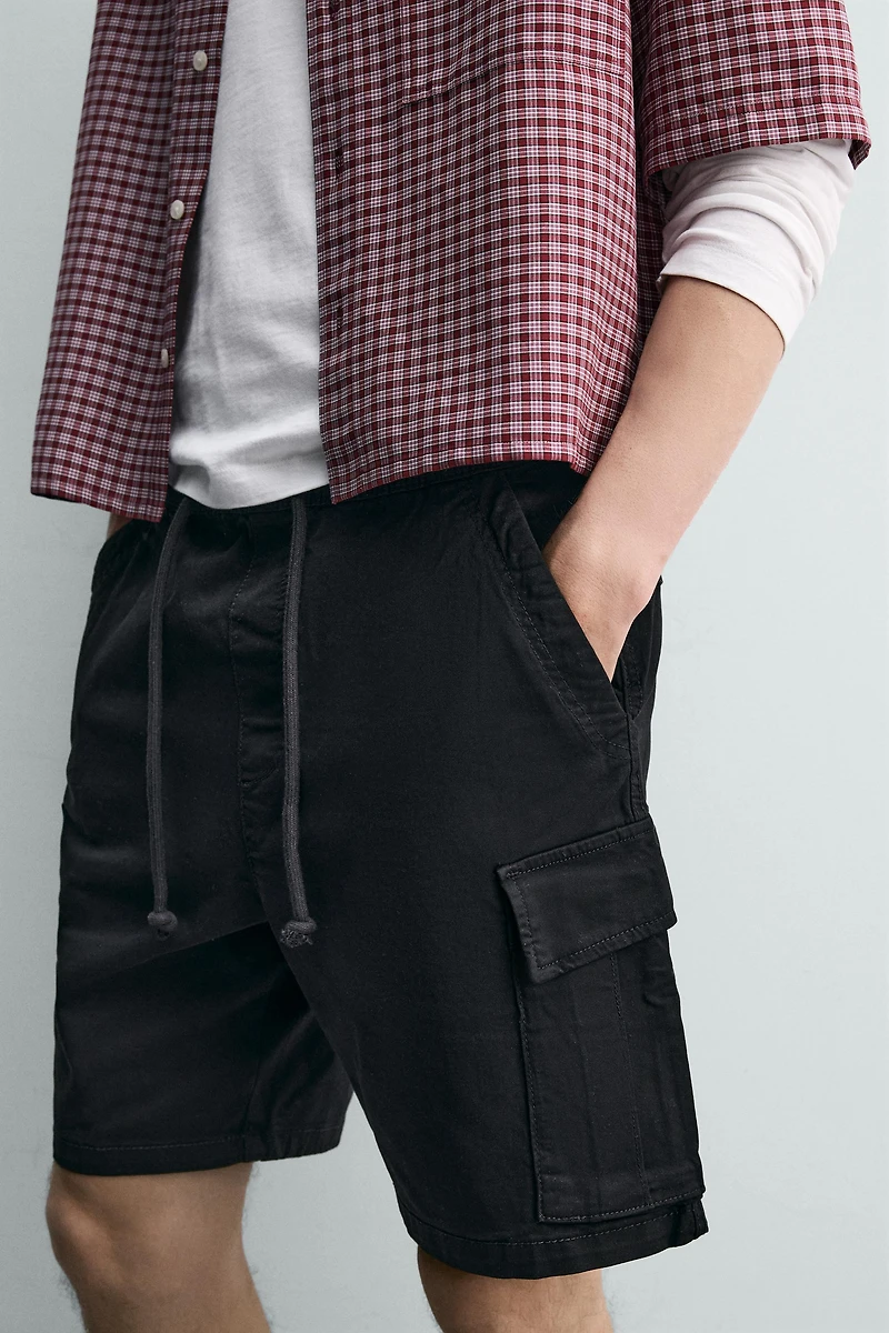 BERMUDA CARGO RELAXED FIT DÉLAVÉ