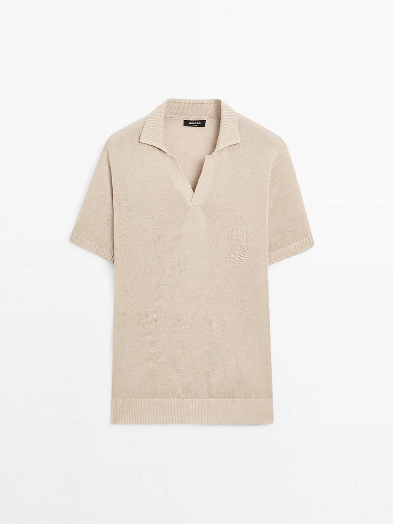 Knit V-neck polo shirt