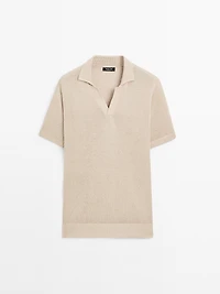 Knit V-neck polo shirt