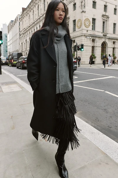 MANTEAU OVERSIZE AVEC LAINE POIGNET CONTRASTANT